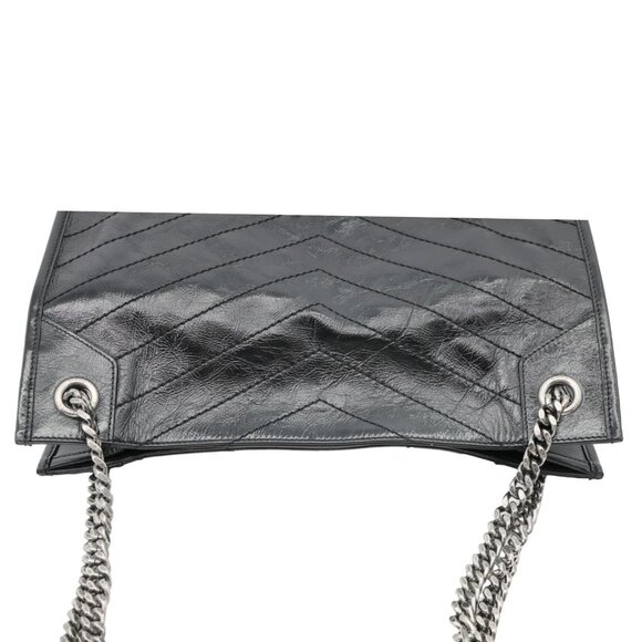 Yves Saint Laurent  Niki Medium Crinkled Leather Shopping Tote Bag Black - Picture 4 of 12